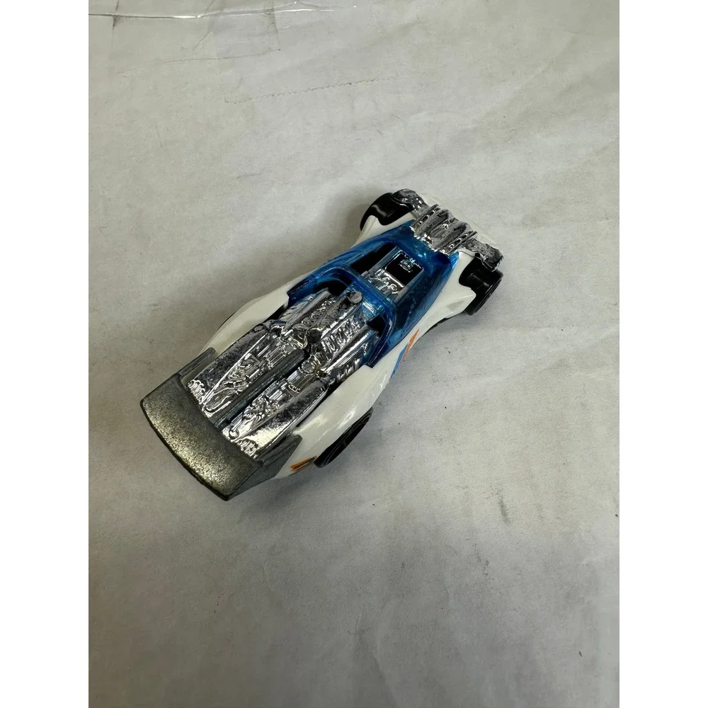 Hot Wheels Flathead Fury White‎ Blue Orange Race Car Toy Diecast Metal